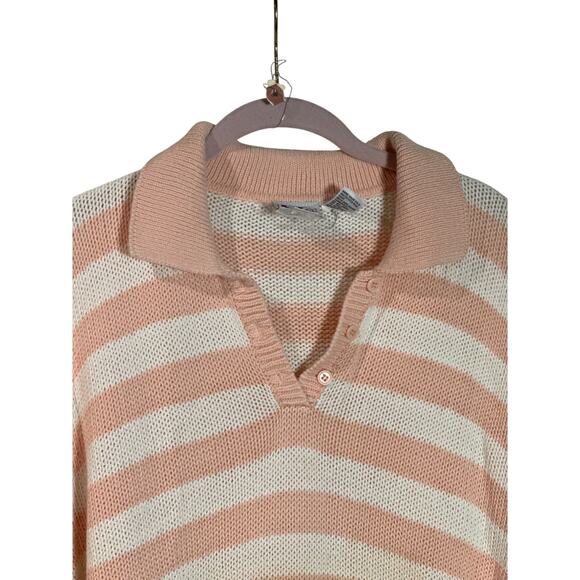 RARE Vintage 1980s Ms Russ 22W Plus Size Pink Peach White Cotton Striped Sweater - Picture 3 of 10